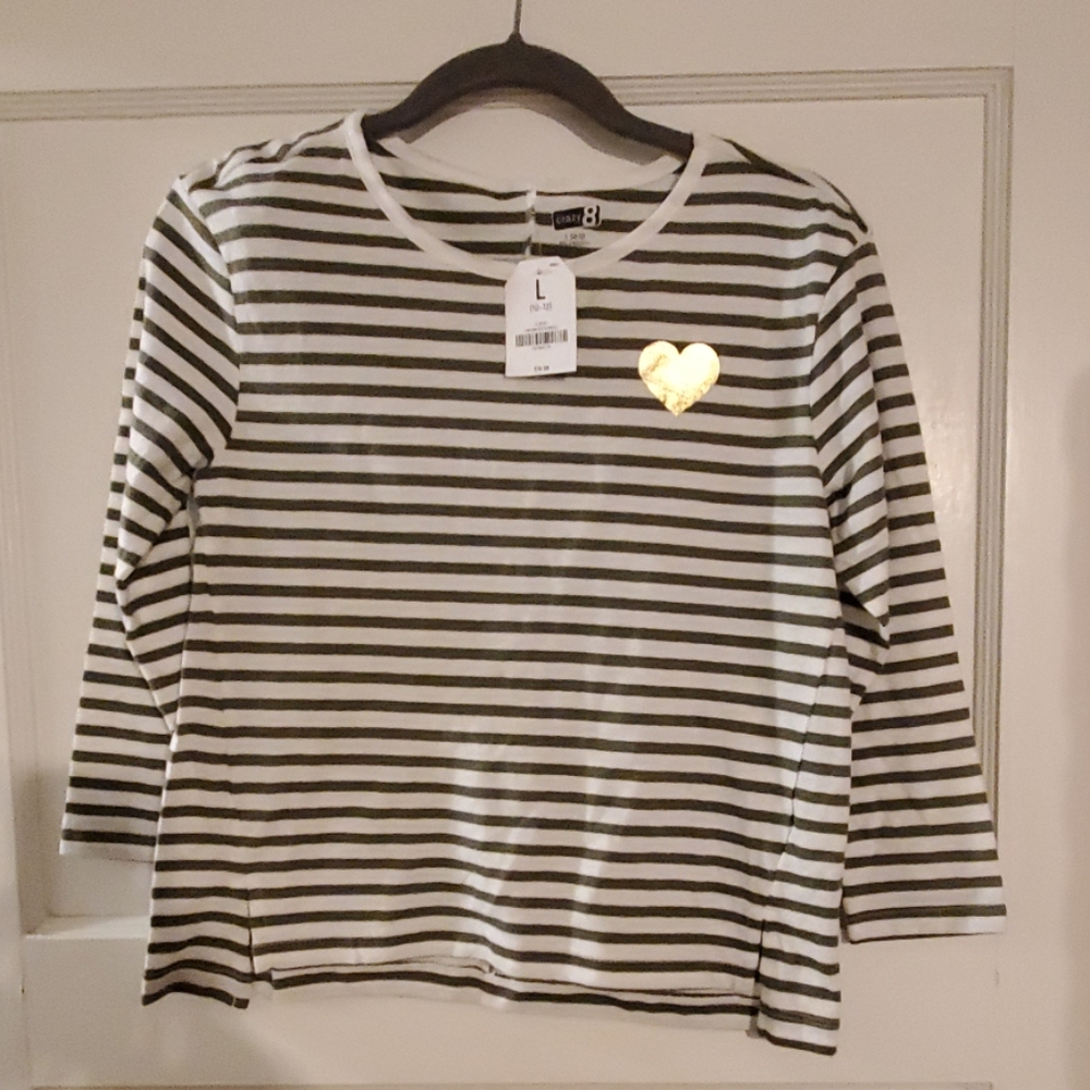 Army Green and White Stripe Shirt